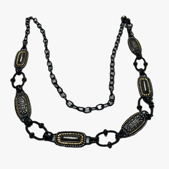 Vintage Chico\'s Mixed Metal Rhinestone Medallion Chain Belt Adjustable Boho 90s